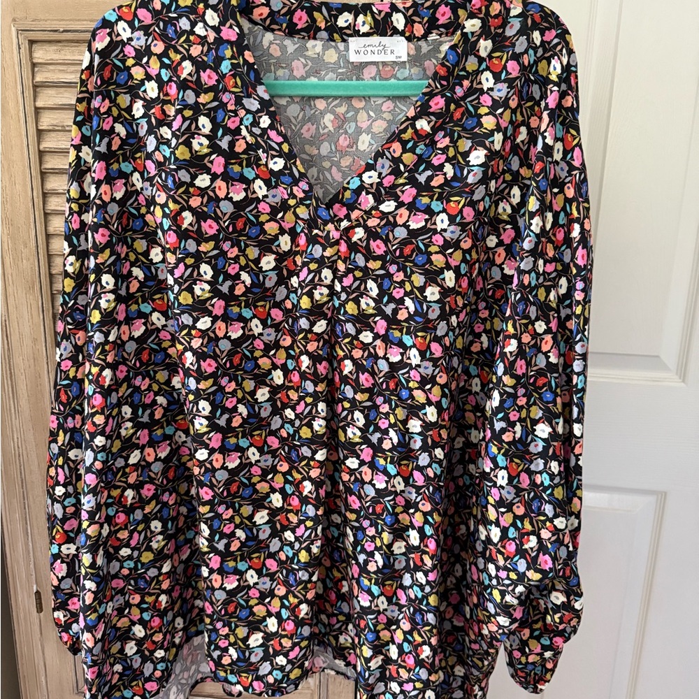 Pink and White Relaxed Blouse with Long Sleeves